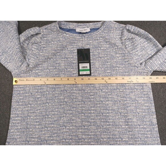 Nine West Textured Knit Sweater Sky/White Combo Size Large NWT - Picture 10 of 16